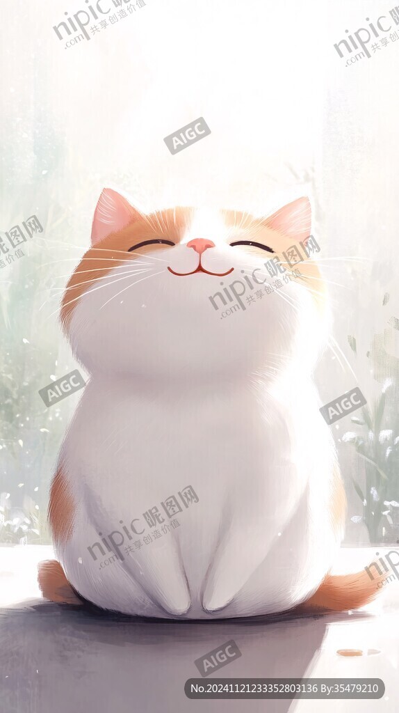 晒太阳的猫插画