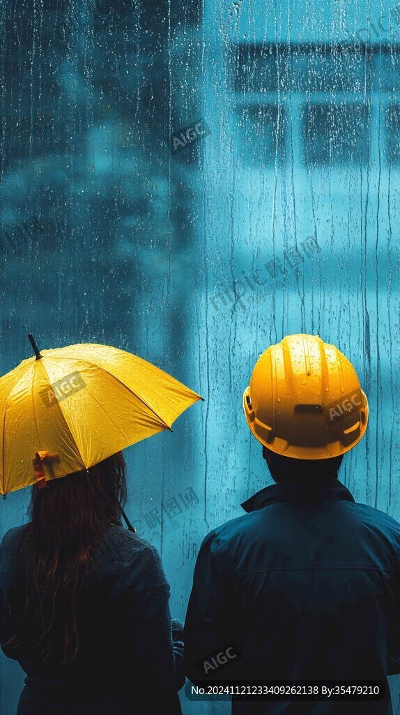 雨中的两个人