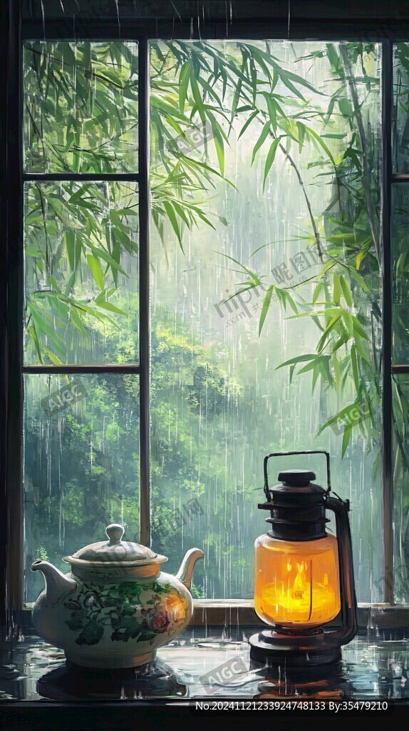 临茶听雨