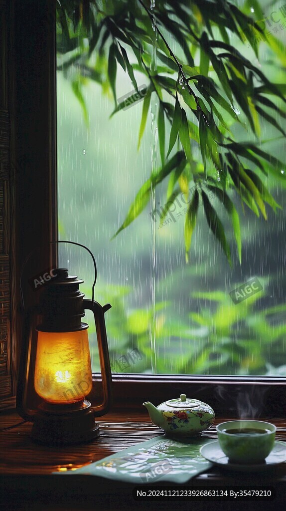 临茶听雨