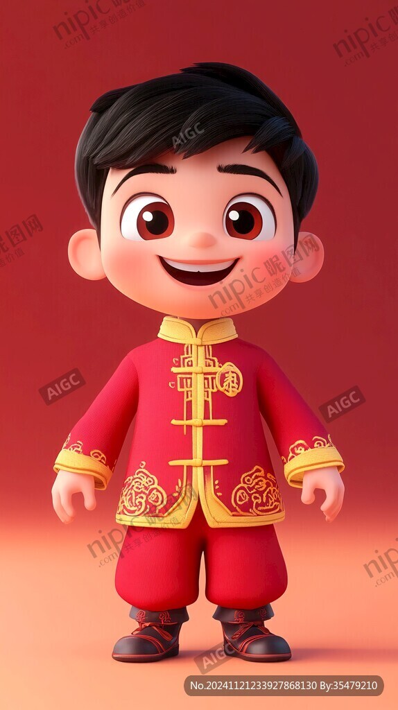 喜庆掌柜小男孩