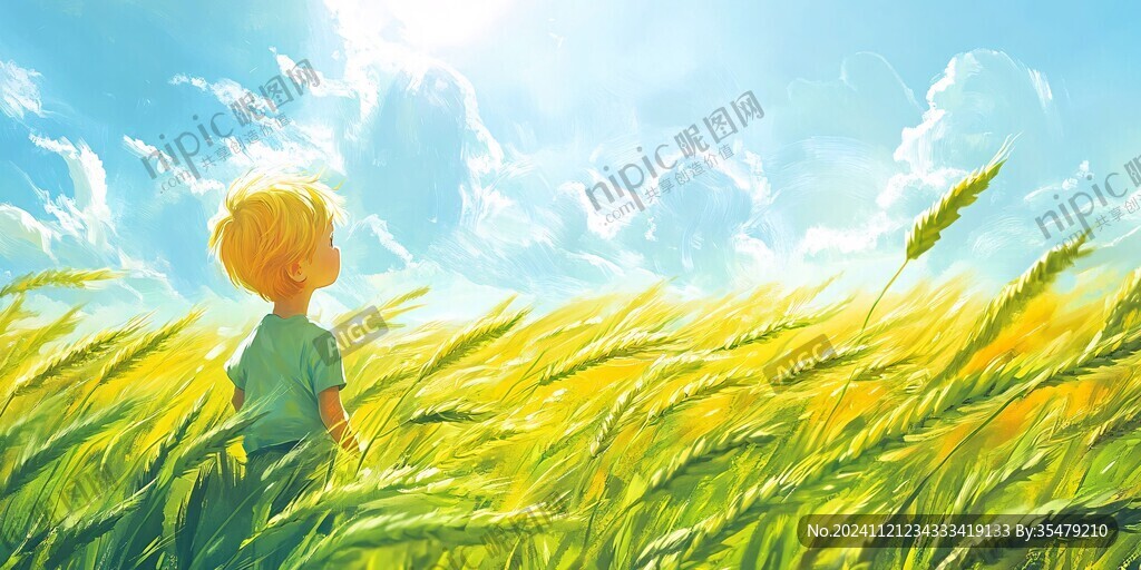 小麦田插画