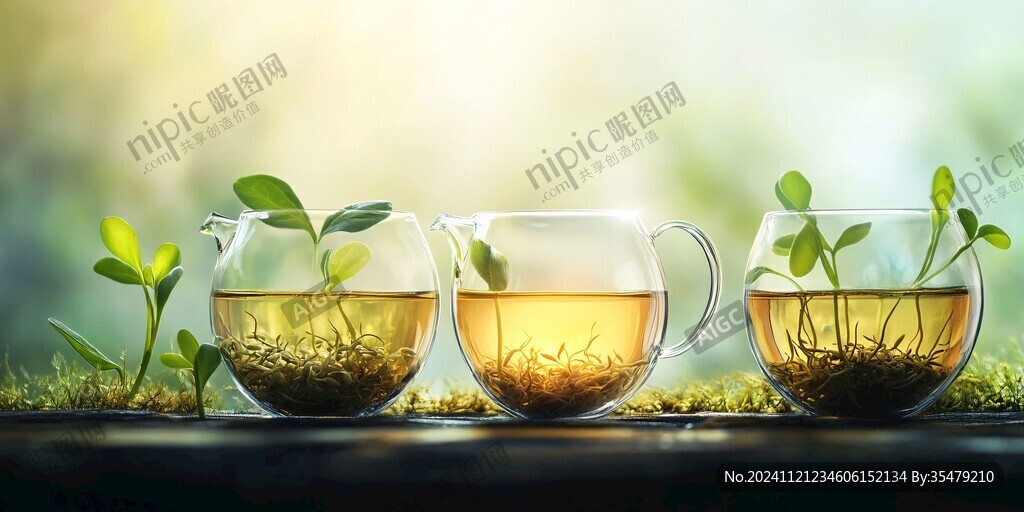 阳光照在两杯茶上