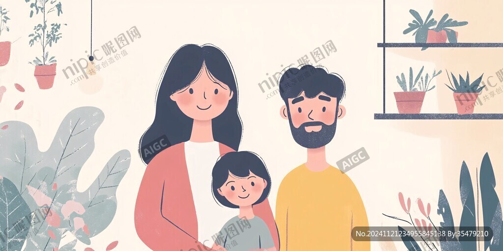 幸福家庭插画