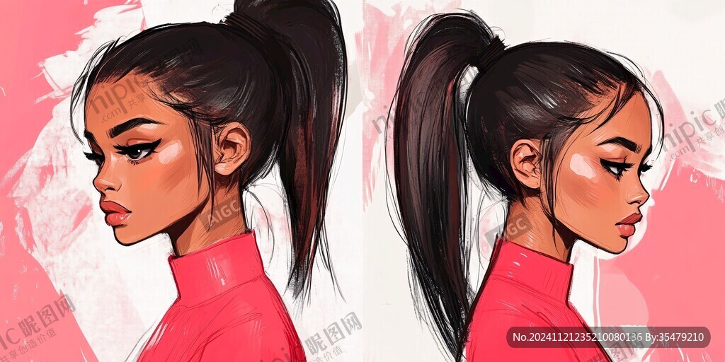 美女插画对比