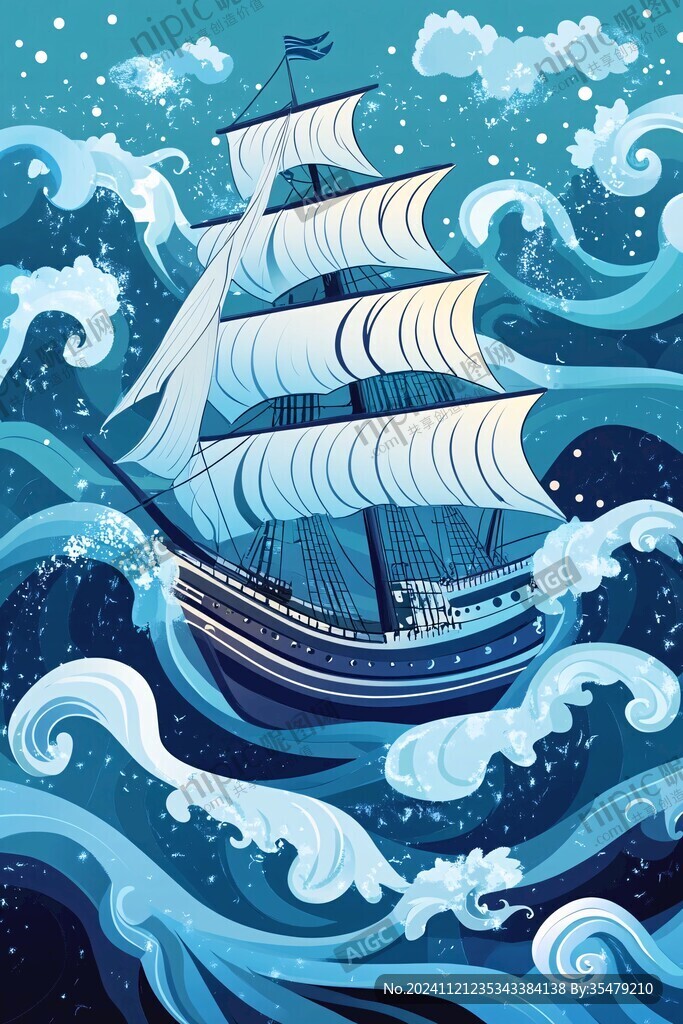 乘风破浪包装插画