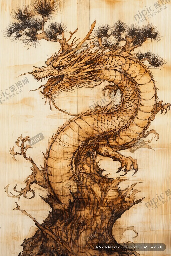 蟠龙木刻