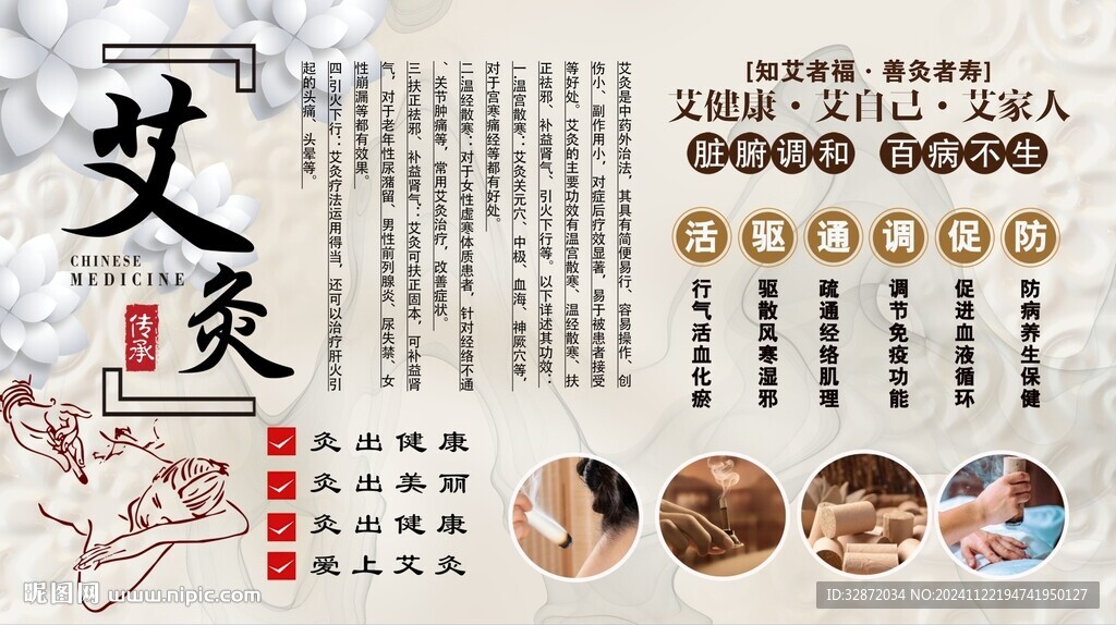 艾灸养生背景墙