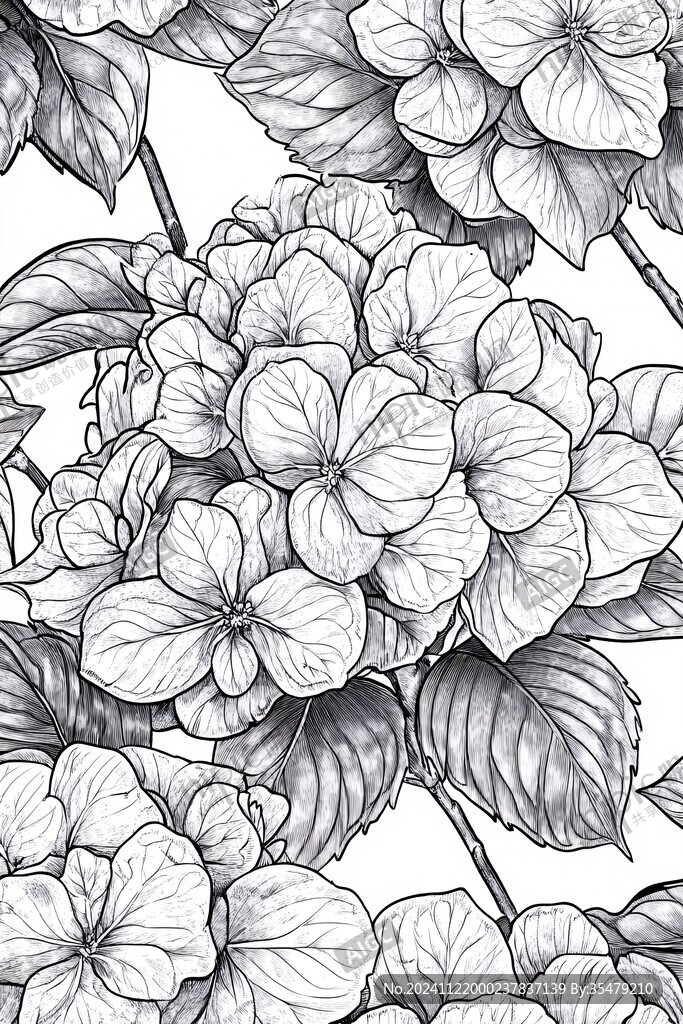 黑白手绘花