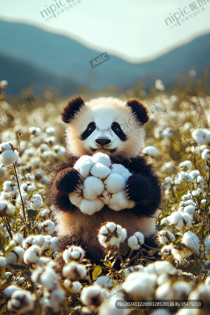 花丛里的小熊猫