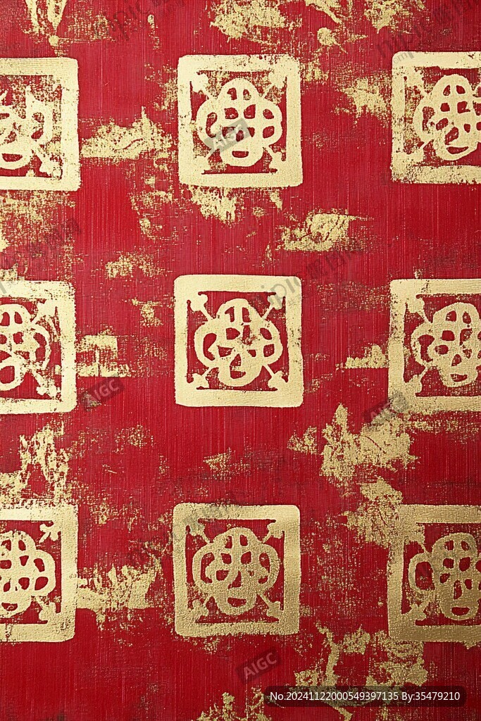 大红地金色经纹