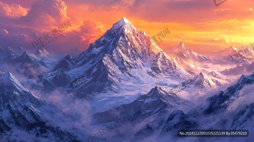 电脑绘画雪山