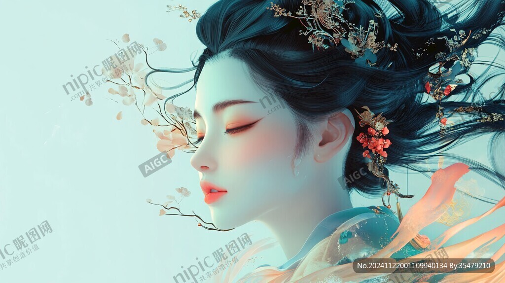 数字美女插画