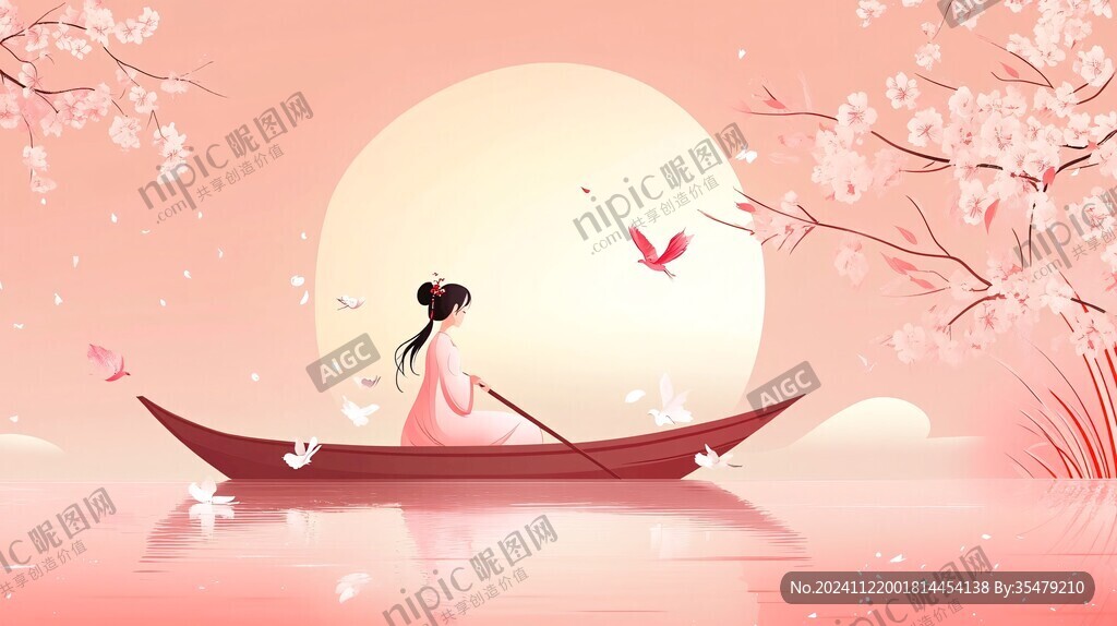 粉色扁平插画