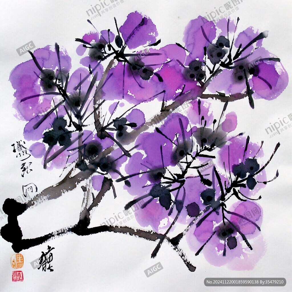国画紫薇花