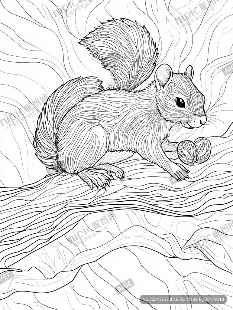 线描松鼠插画