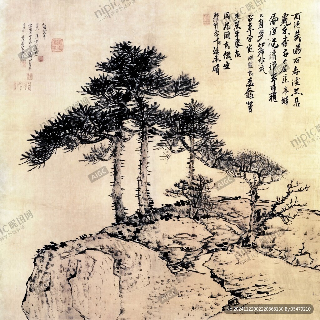 古画松树