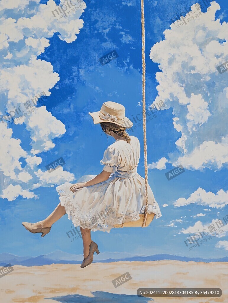 女孩风景画