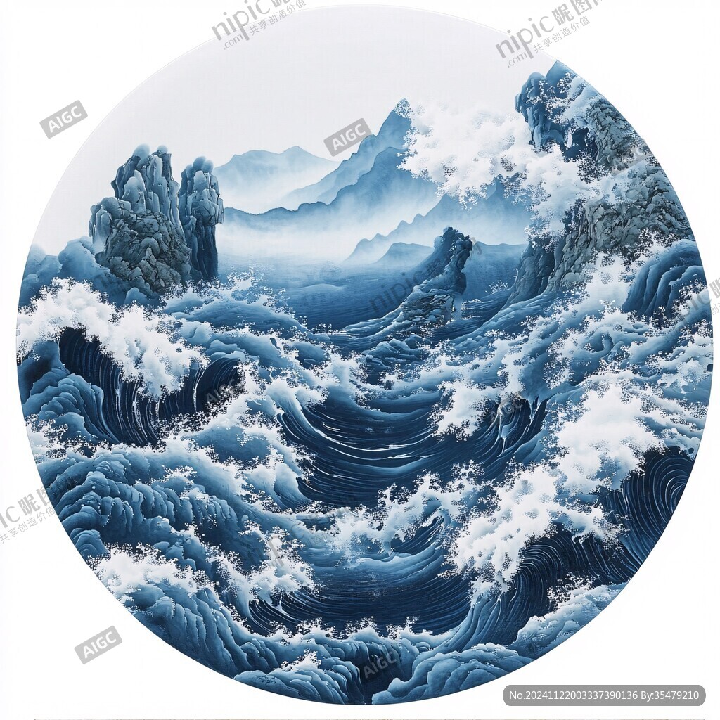 大型圆形山水画