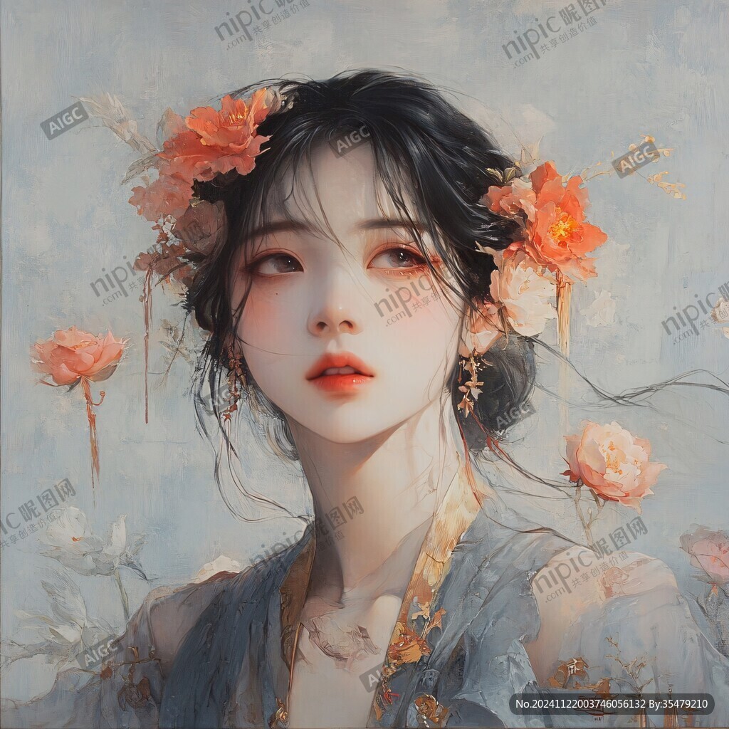 古风美女头像插画封面