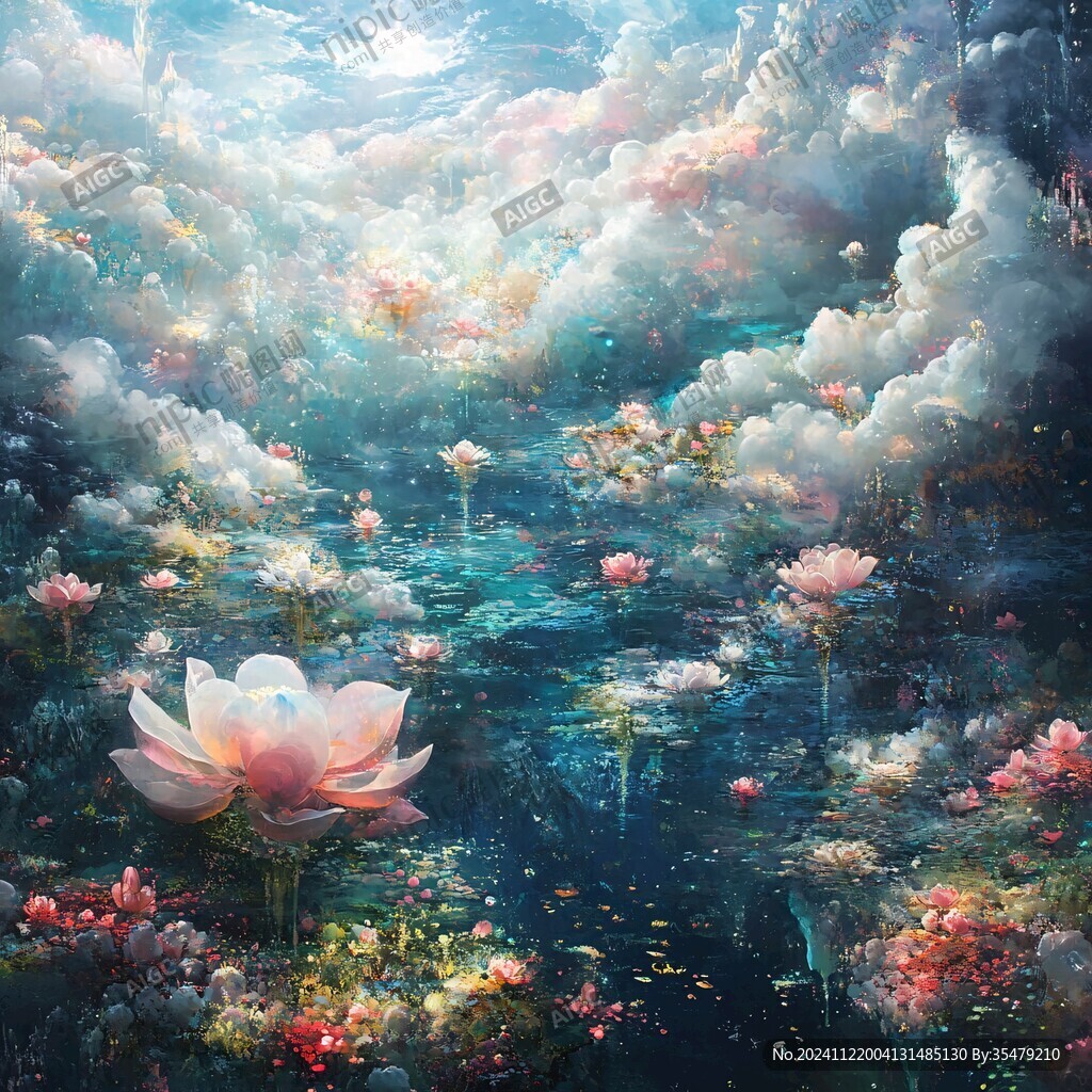 梦幻荷花图