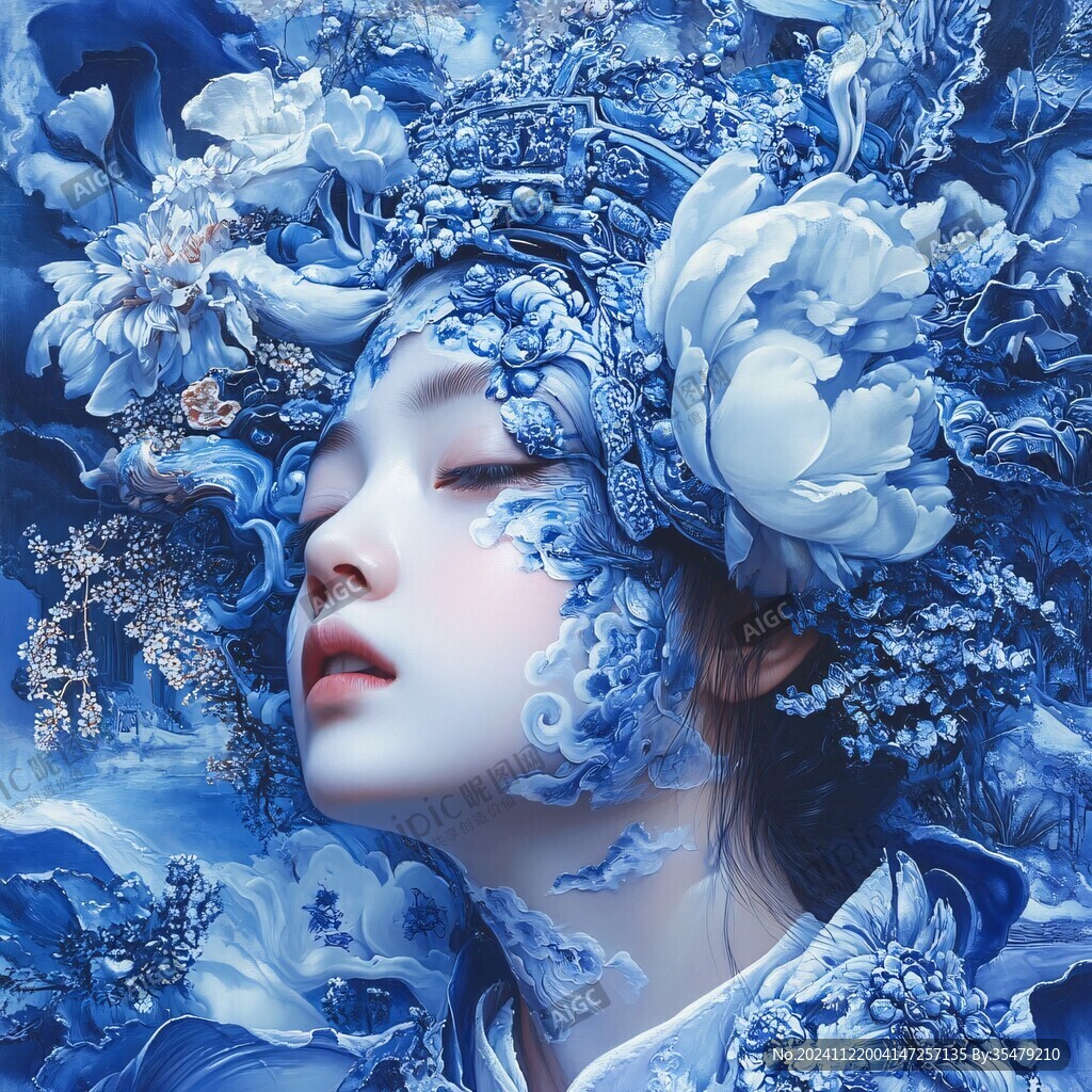 梦幻唯美蓝色系少女