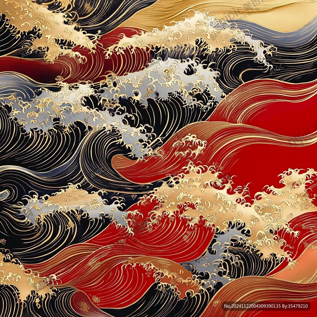 日式浪花背景