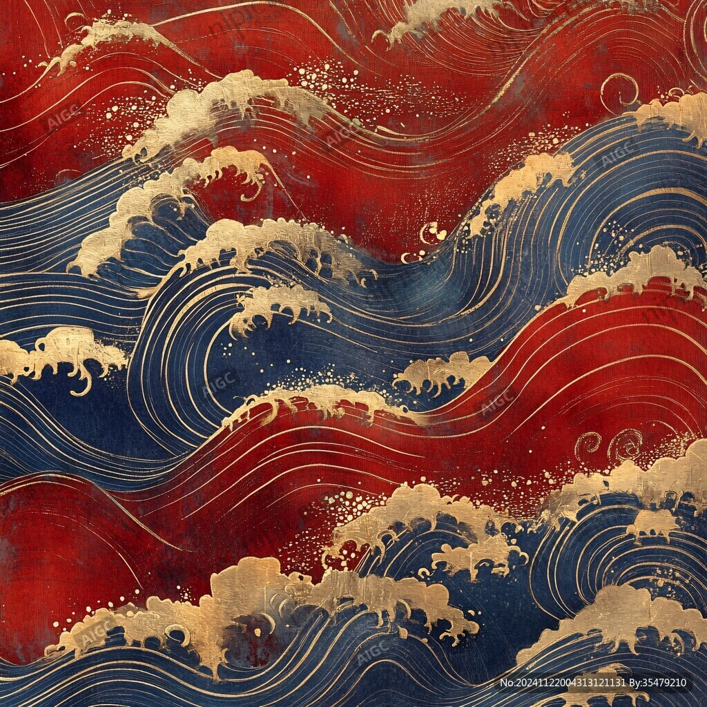 日式浪花背景