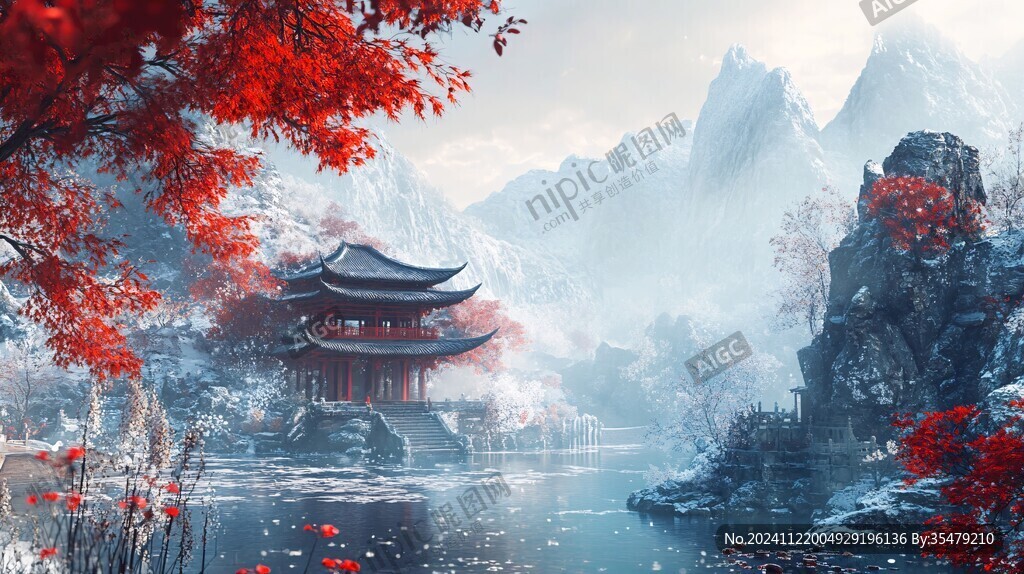 山水楼阁雅致意境风