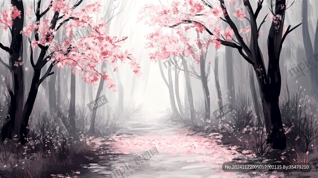 桃林插画