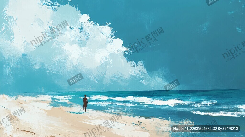 插画海边