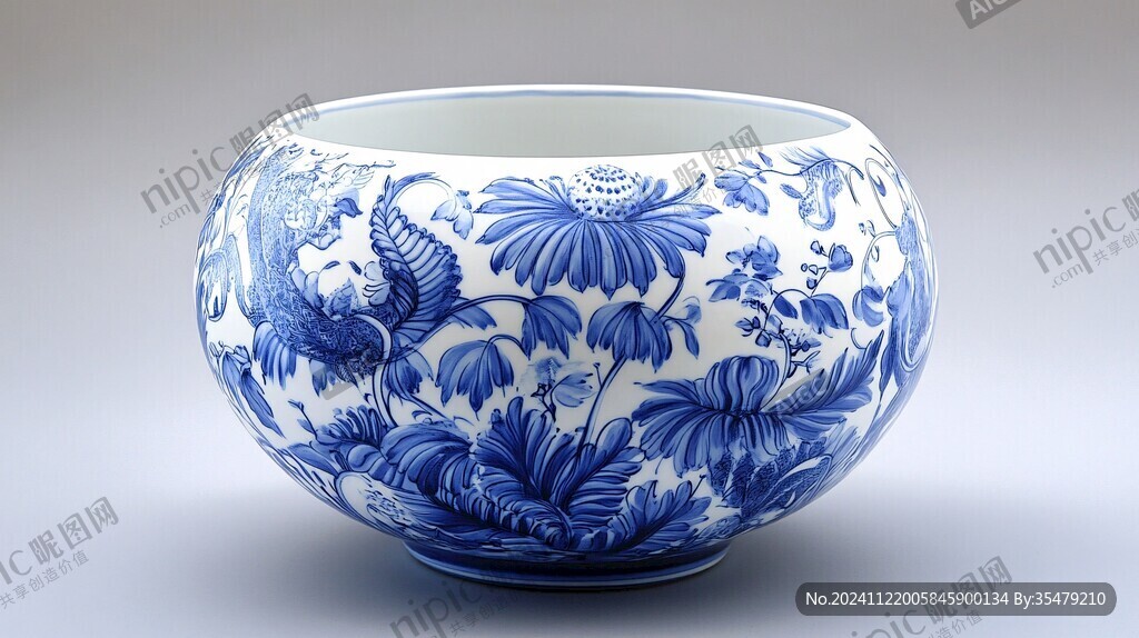 青花画缸