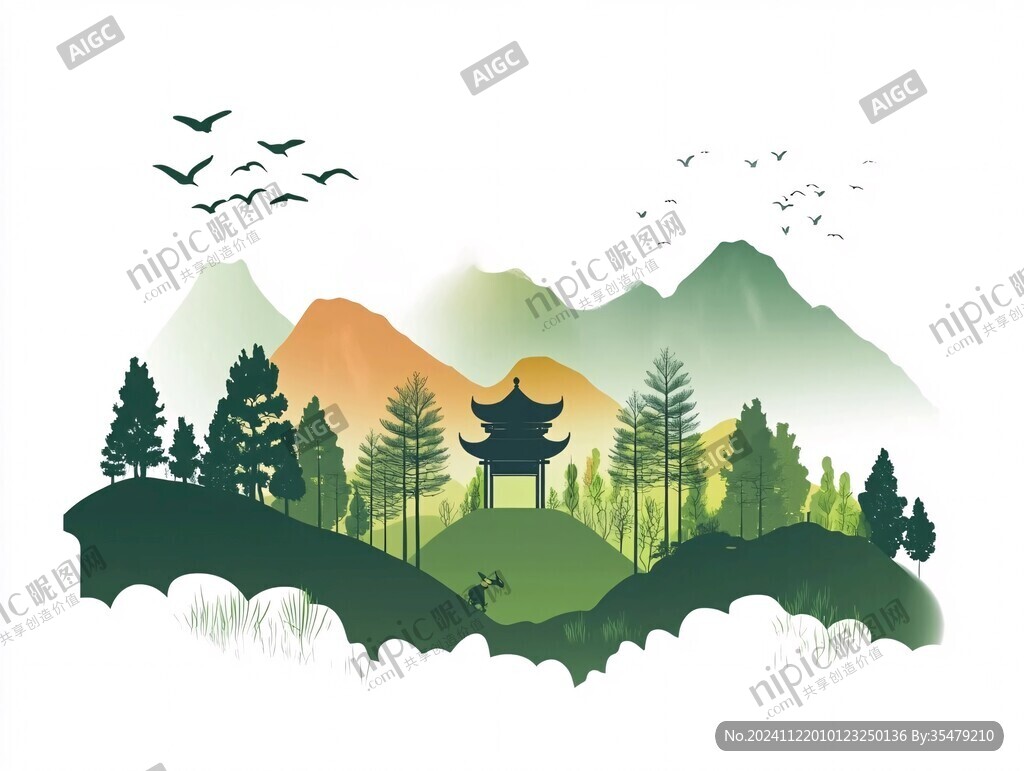 江南香山风景区插画