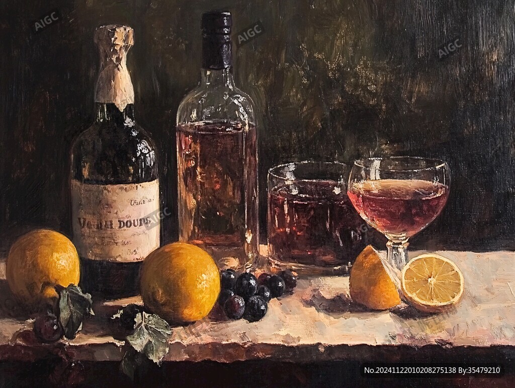 洋酒油画