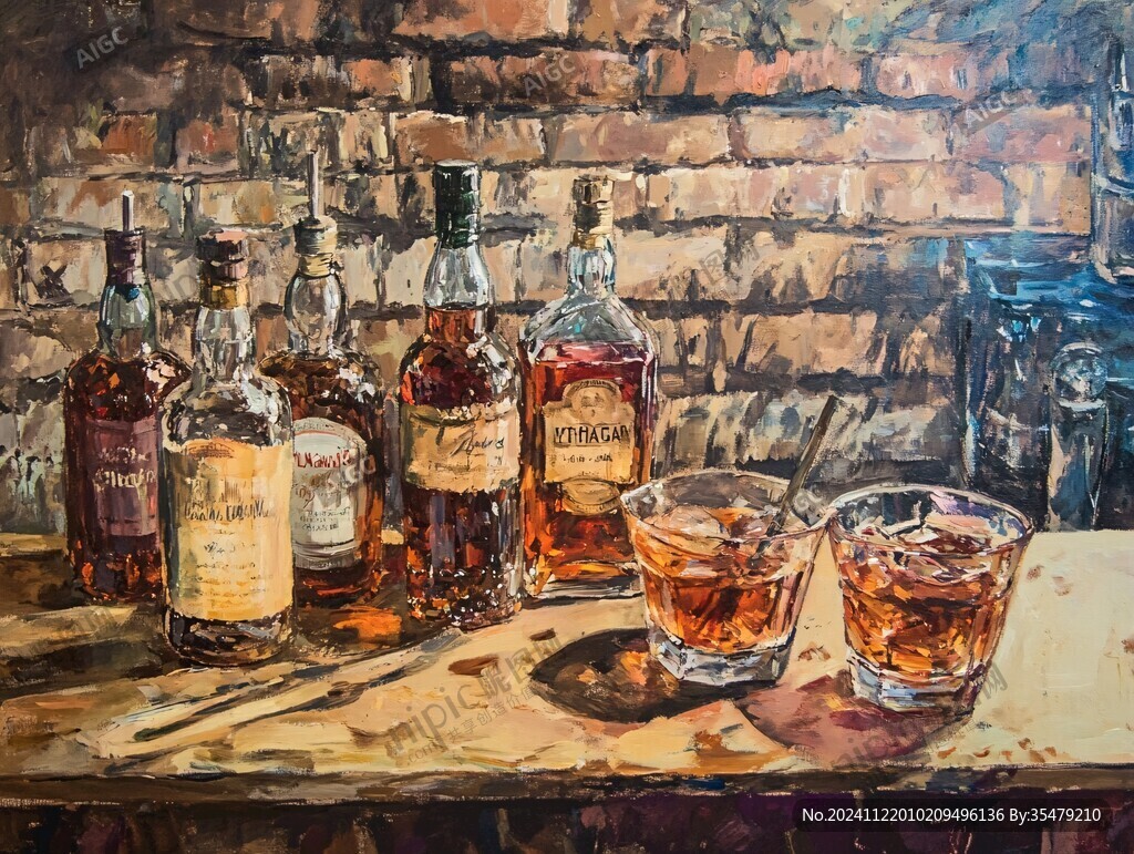 洋酒油画