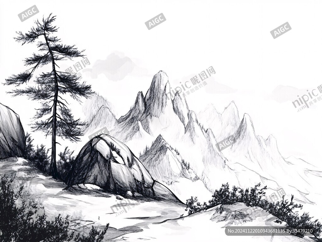 古风手绘山