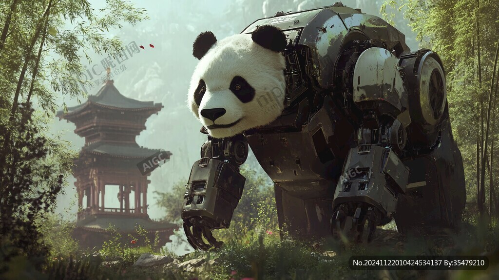 写实熊猫插画