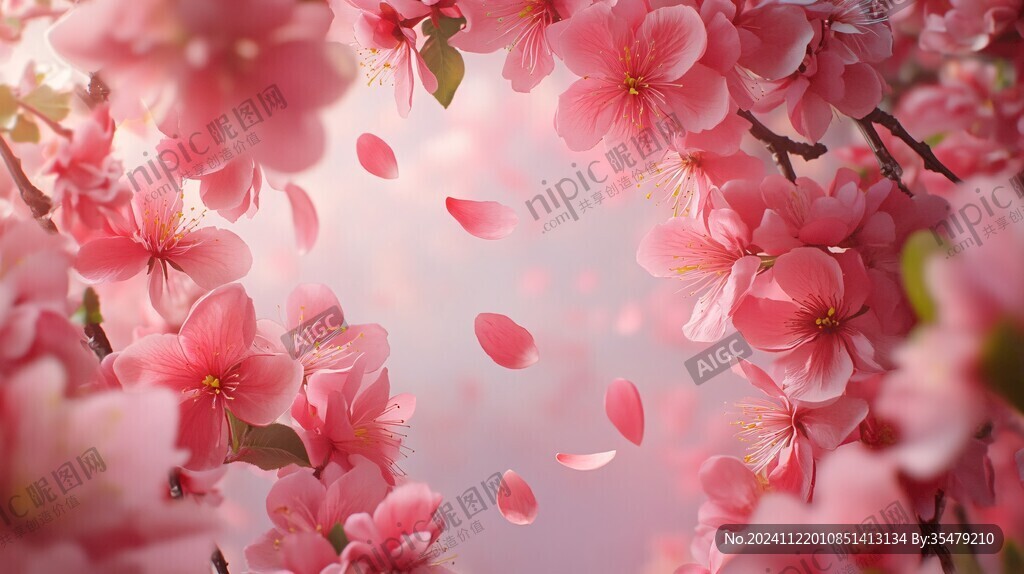 唯美花瓣创意桃花