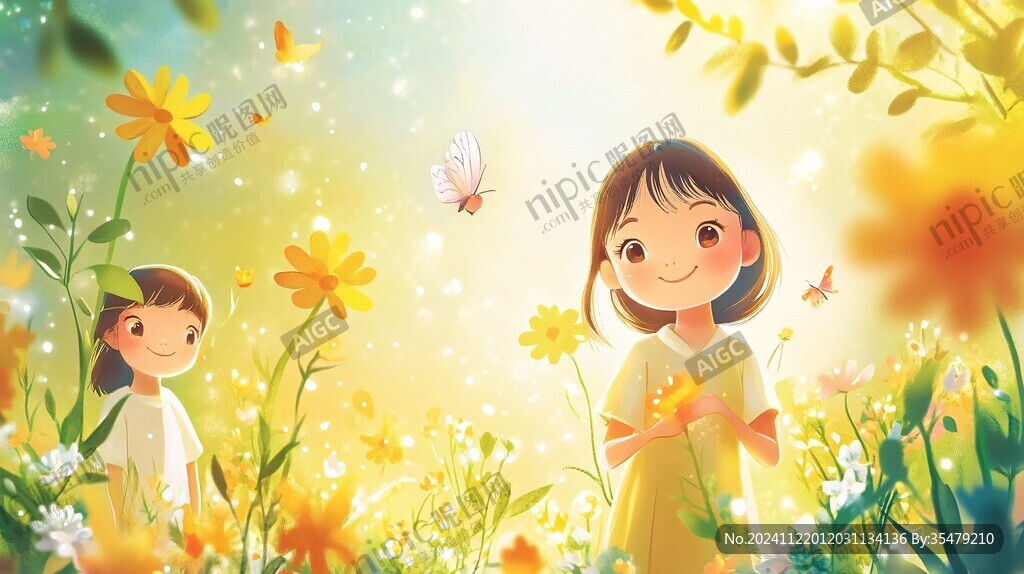 春季女孩插画