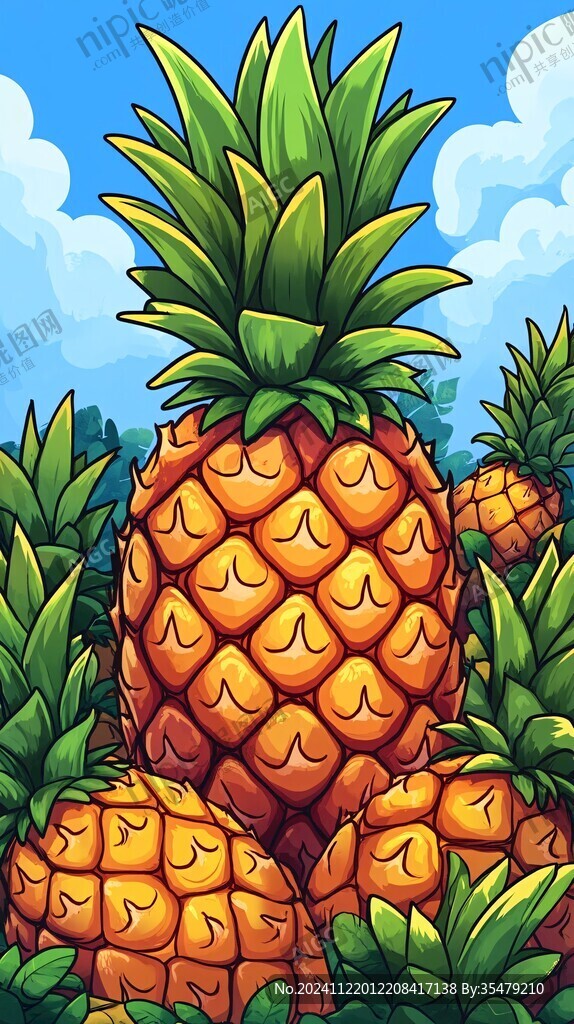 菠萝插画凤梨插画