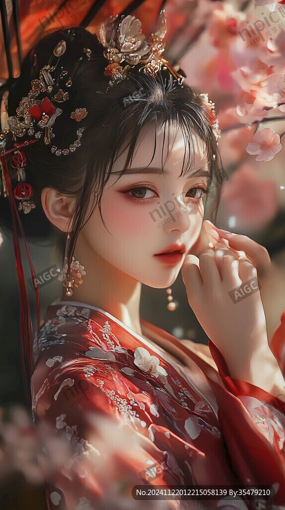 红衣少女设计古风