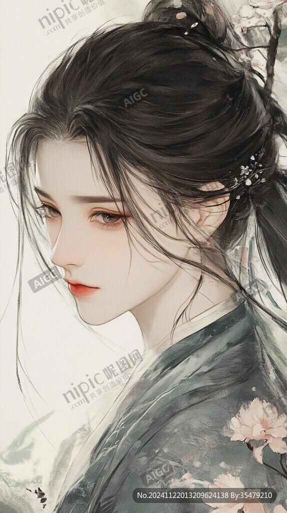 古风美女头像插画封面