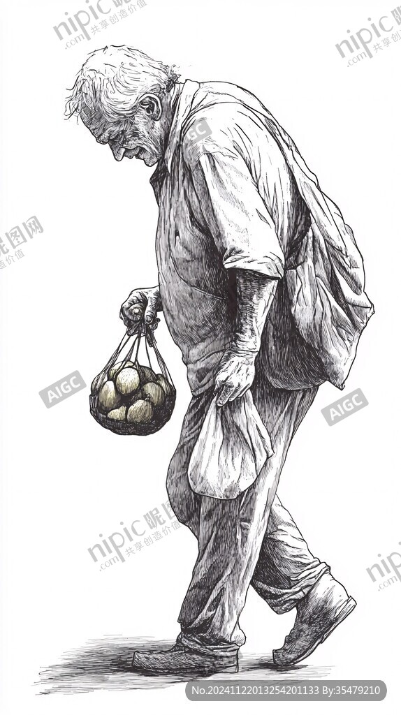 欧美卖菜人物手绘