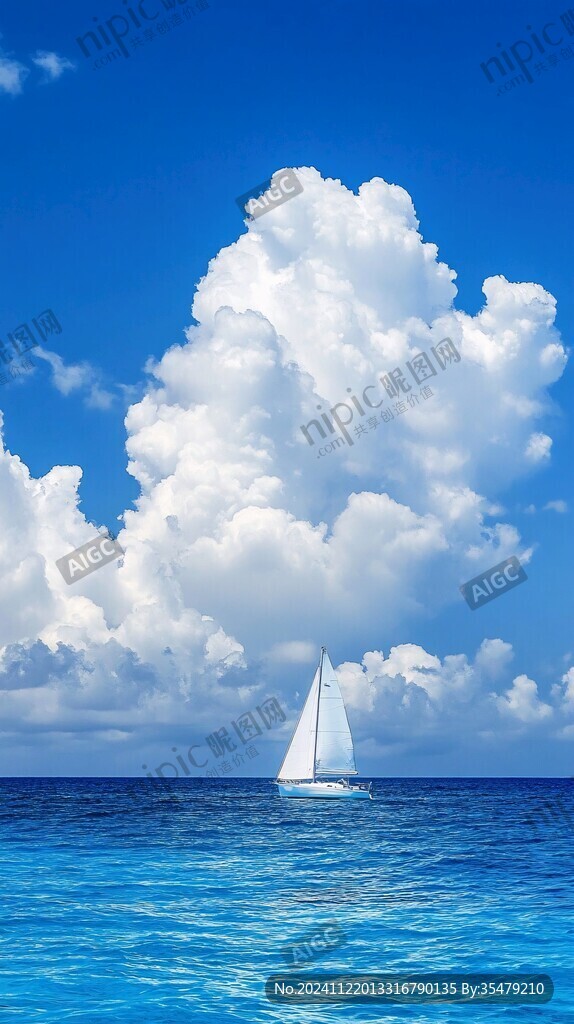 高清蓝天白云大海
