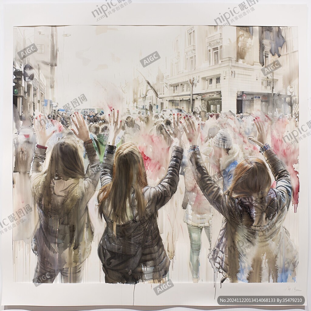 都市人群无框画