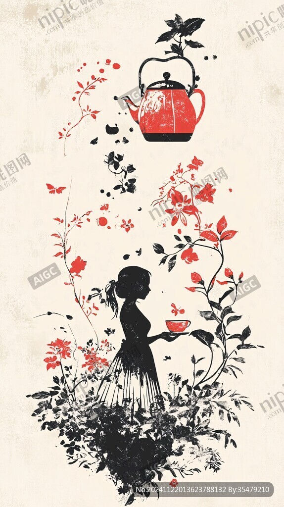 刺桐花女插画