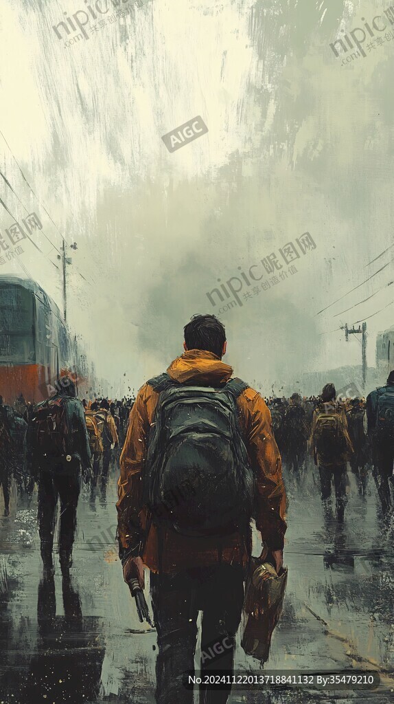 雨中背影