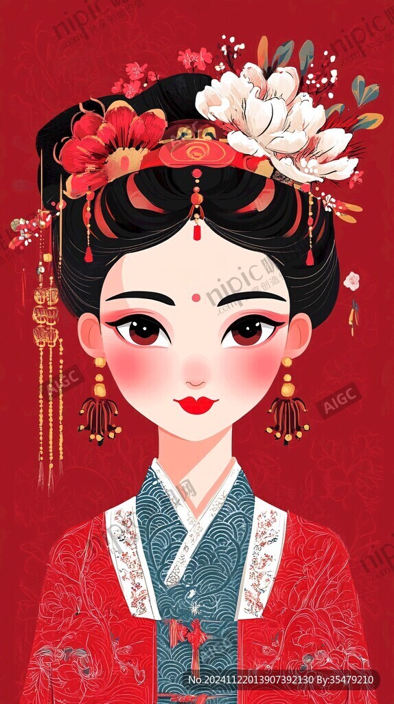 中式新娘插画