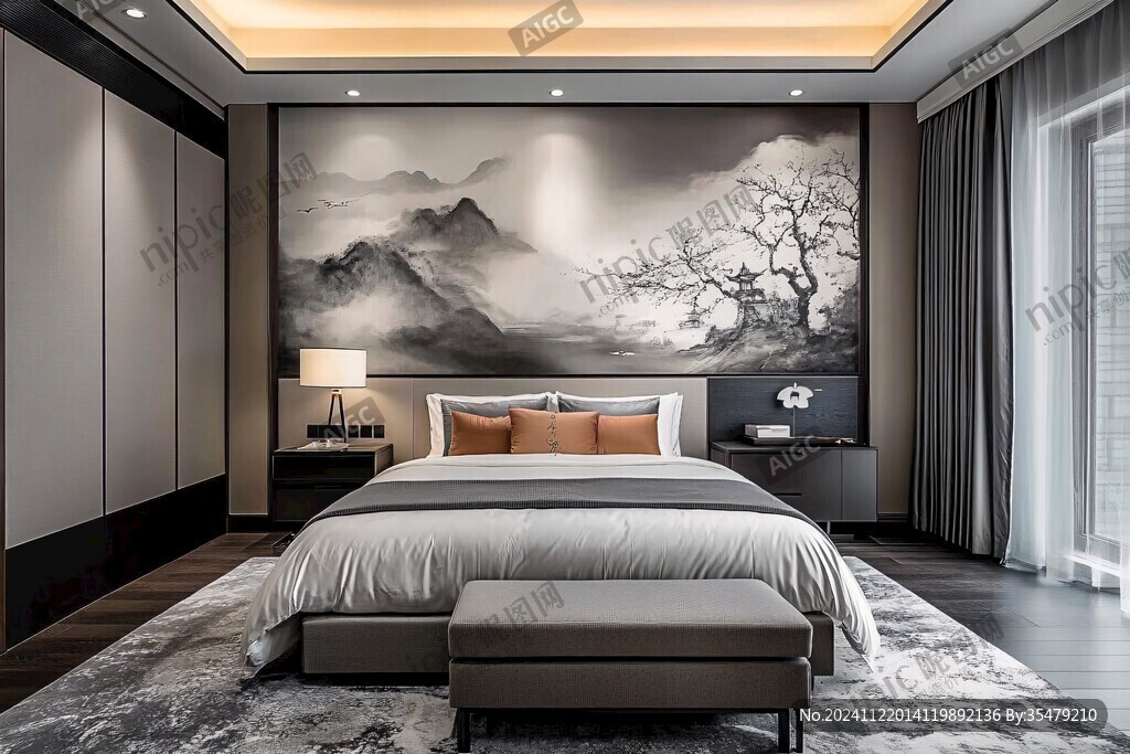 新中式主卧背景