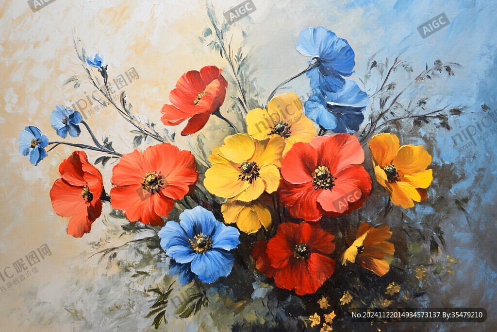 高清油画花